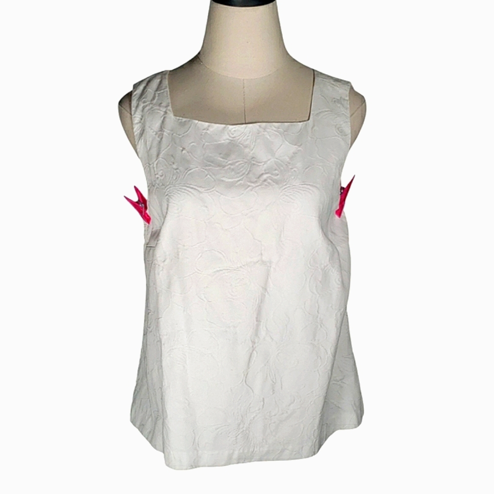 Talbots Squareneck Sleeveless Preppy Coastal Cotton Summer Tank Shell Top Sz 12